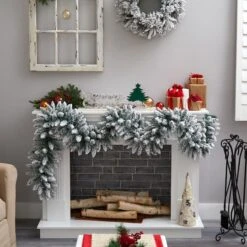 9ft. Pre-Lit LED Flocked Artificial Christmas Garland -Northlight Shop D478772S 5