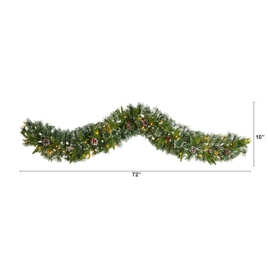 6ft. Pre-Lit LED Snow Tipped Christmas Garland With Pinecones 5 6ft. Pre-Lit LED Snow Tipped Christmas Garland With Pinecones - Image 3