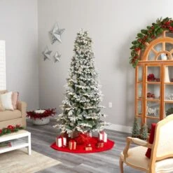 7.5ft. Pre-Lit Flocked Alaskan Artificial Christmas Tree, White LED Lights -Northlight Shop D478783S 9