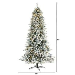 8ft. Pre-Lit Flocked Livingston Fir Artificial Christmas Tree With Pinecones, Clear LED Lights 18 8ft. Pre-Lit Flocked Livingston Fir Artificial Christmas Tree With Pinecones, Clear LED Lights -Northlight Shop D478800S 2