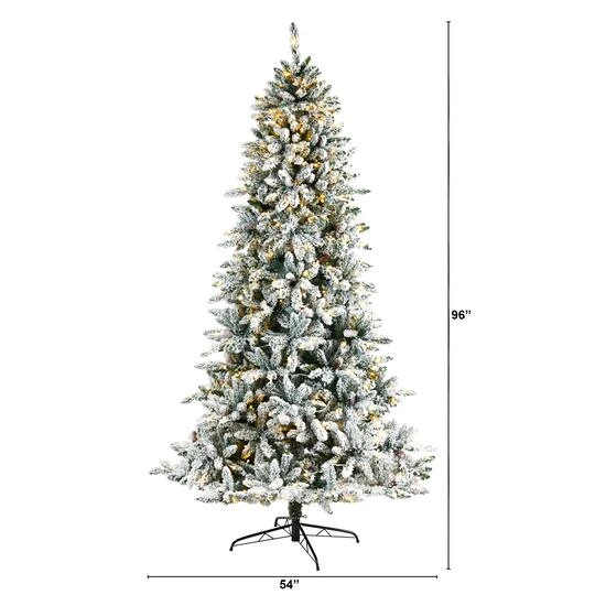 8ft. Pre-Lit Flocked Livingston Fir Artificial Christmas Tree With Pinecones, Clear LED Lights 10 8ft. Pre-Lit Flocked Livingston Fir Artificial Christmas Tree With Pinecones, Clear LED Lights - Image 8