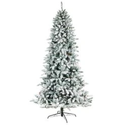 8ft. Pre-Lit Flocked Livingston Fir Artificial Christmas Tree With Pinecones, Clear LED Lights 14 8ft. Pre-Lit Flocked Livingston Fir Artificial Christmas Tree With Pinecones, Clear LED Lights -Northlight Shop D478800S 3