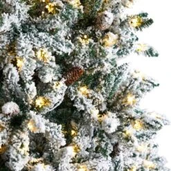 8ft. Pre-Lit Flocked Livingston Fir Artificial Christmas Tree With Pinecones, Clear LED Lights 15 8ft. Pre-Lit Flocked Livingston Fir Artificial Christmas Tree With Pinecones, Clear LED Lights -Northlight Shop D478800S 4