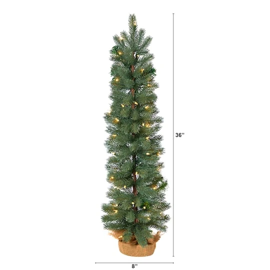 3ft. Pre-Lit Green Pine Artificial Christmas Tree With Burlap Base, Warm White Lights 10 3ft. Pre-Lit Green Pine Artificial Christmas Tree With Burlap Base, Warm White Lights - Image 8