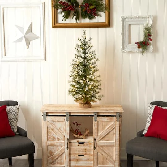 3ft. Pre-Lit Artificial Christmas Tree In Burlap Base, Clear LED Lights 12 3ft. Pre-Lit Artificial Christmas Tree In Burlap Base, Clear LED Lights - Image 10