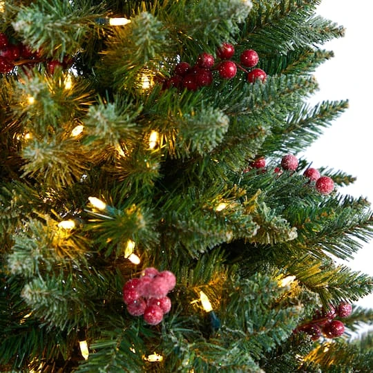 5ft. Pre-Lit Frosted Colorado Aspen Artificial Christmas Tree In Decorative Planter, White LED Lights 7 5ft. Pre-Lit Frosted Colorado Aspen Artificial Christmas Tree In Decorative Planter, White LED Lights - Image 5