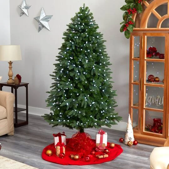 6.5ft. Pre-Lit Fraser Fir Artificial Christmas Tree, White LED Lights 5 6.5ft. Pre-Lit Fraser Fir Artificial Christmas Tree, White LED Lights - Image 3