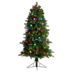 5ft. Pre-Lit Montana Mountain Fir Artificial Christmas Tree, Multicolor LED Lights 14 5ft. Pre-Lit Montana Mountain Fir Artificial Christmas Tree, Multicolor LED Lights -Northlight Shop D478842S 1 1