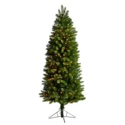 6ft. Pre-Lit Slim Virginia Spruce Artificial Christmas Tree, Warm White LED Lights