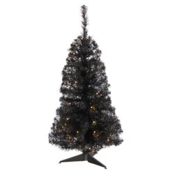 3ft. Pre-Lit Black Artificial Christmas Tree, Warm White LED Lights 14 3ft. Pre-Lit Black Artificial Christmas Tree, Warm White LED Lights -Northlight Shop D478852S 1 1