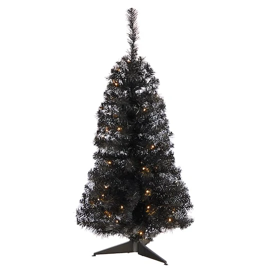3ft. Pre-Lit Black Artificial Christmas Tree, Warm White LED Lights 3 3ft. Pre-Lit Black Artificial Christmas Tree, Warm White LED Lights