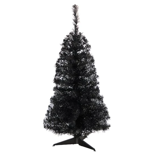 3ft. Pre-Lit Black Artificial Christmas Tree, Warm White LED Lights 6 3ft. Pre-Lit Black Artificial Christmas Tree, Warm White LED Lights - Image 4