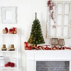 3ft. Pre-Lit Green Artificial Christmas Tree, Warm White LED Lights -Northlight Shop D478854S 9