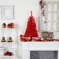 3ft. Pre-Lit Red Artificial Christmas Tree, Warm White LED Lights 23 3ft. Pre-Lit Red Artificial Christmas Tree, Warm White LED Lights -Northlight Shop D478855S 10