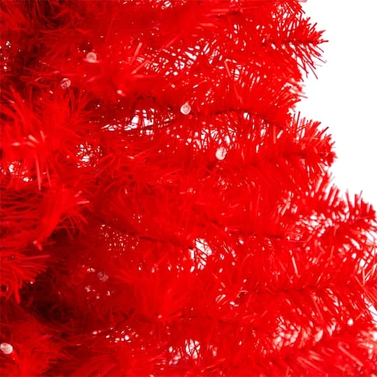 3ft. Pre-Lit Red Artificial Christmas Tree, Warm White LED Lights 8 3ft. Pre-Lit Red Artificial Christmas Tree, Warm White LED Lights - Image 6