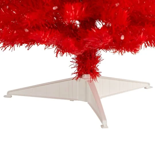 3ft. Pre-Lit Red Artificial Christmas Tree, Warm White LED Lights 9 3ft. Pre-Lit Red Artificial Christmas Tree, Warm White LED Lights - Image 7