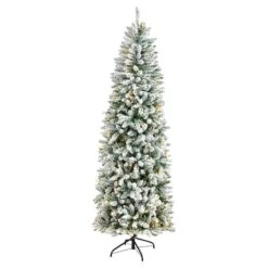 7ft. Pre-Lit Flocked Montreal Fir Artificial Christmas Tree, Warm White LED Lights 14 7ft. Pre-Lit Flocked Montreal Fir Artificial Christmas Tree, Warm White LED Lights -Northlight Shop D478857S 1 1