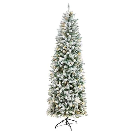 7ft. Pre-Lit Flocked Montreal Fir Artificial Christmas Tree, Warm White LED Lights 4 7ft. Pre-Lit Flocked Montreal Fir Artificial Christmas Tree, Warm White LED Lights - Image 2
