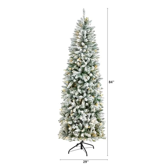 7ft. Pre-Lit Flocked Montreal Fir Artificial Christmas Tree, Warm White LED Lights 5 7ft. Pre-Lit Flocked Montreal Fir Artificial Christmas Tree, Warm White LED Lights - Image 3