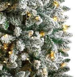 7ft. Pre-Lit Flocked Montreal Fir Artificial Christmas Tree, Warm White LED Lights 17 7ft. Pre-Lit Flocked Montreal Fir Artificial Christmas Tree, Warm White LED Lights -Northlight Shop D478857S 4