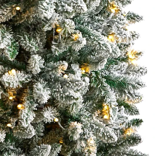 7ft. Pre-Lit Flocked Montreal Fir Artificial Christmas Tree, Warm White LED Lights 7 7ft. Pre-Lit Flocked Montreal Fir Artificial Christmas Tree, Warm White LED Lights - Image 5