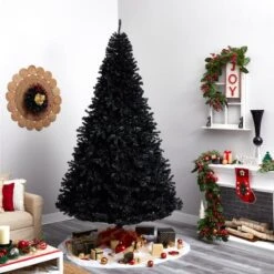 10ft. Pre-Lit Black Artificial Christmas Tree, Clear LED Lights 23 10ft. Pre-Lit Black Artificial Christmas Tree, Clear LED Lights -Northlight Shop D478859S 10