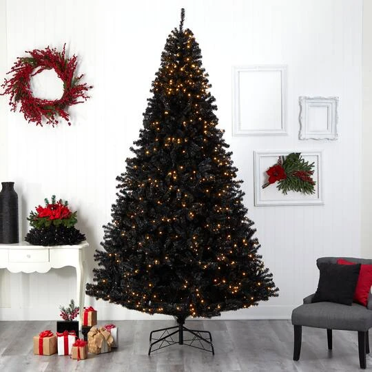 10ft. Pre-Lit Black Artificial Christmas Tree, Clear LED Lights 10 10ft. Pre-Lit Black Artificial Christmas Tree, Clear LED Lights - Image 8