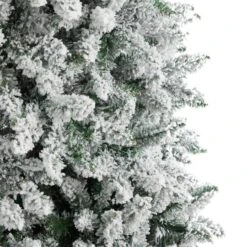 9ft. Pre-Lit Slim Flocked Montreal Fir Artificial Christmas Tree, White LED Lights 18 9ft. Pre-Lit Slim Flocked Montreal Fir Artificial Christmas Tree, White LED Lights -Northlight Shop D478861S 5
