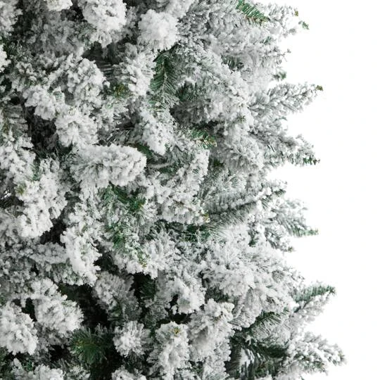 9ft. Pre-Lit Slim Flocked Montreal Fir Artificial Christmas Tree, White LED Lights 8 9ft. Pre-Lit Slim Flocked Montreal Fir Artificial Christmas Tree, White LED Lights - Image 6