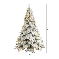 7ft. Pre-Lit Flocked Austria Fir Artificial Christmas Tree, White LED Lights -Northlight Shop D478863S 2