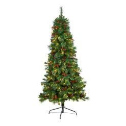 6ft. Pre-Lit Flat Back Montreal Mountain Pine Artificial Christmas Tree, White LED Lights 16 6ft. Pre-Lit Flat Back Montreal Mountain Pine Artificial Christmas Tree, White LED Lights -Northlight Shop D478866S 1 1