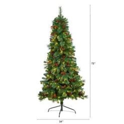 6ft. Pre-Lit Flat Back Montreal Mountain Pine Artificial Christmas Tree, White LED Lights 17 6ft. Pre-Lit Flat Back Montreal Mountain Pine Artificial Christmas Tree, White LED Lights -Northlight Shop D478866S 2