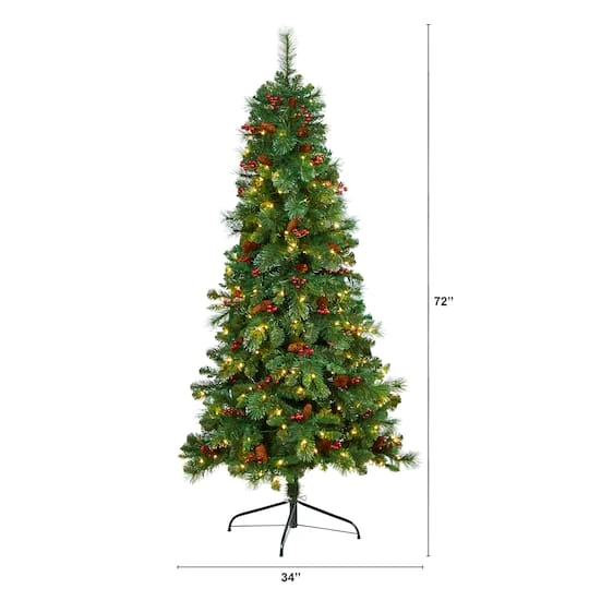 6ft. Pre-Lit Flat Back Montreal Mountain Pine Artificial Christmas Tree, White LED Lights 5 6ft. Pre-Lit Flat Back Montreal Mountain Pine Artificial Christmas Tree, White LED Lights - Image 3