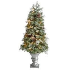 4ft. Pre-Lit English Pine Artificial Christmas Tree, Warm White LED Lights