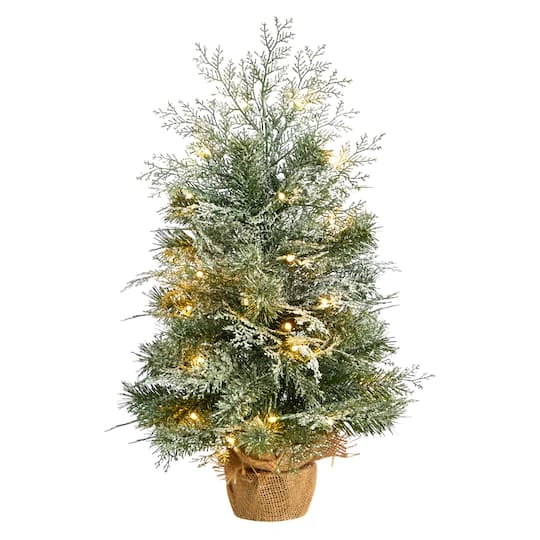 2ft. Pre-Lit Winter Frosted Artificial Christmas Tree In Burlap Base, Warm White LED Lights 3 2ft. Pre-Lit Winter Frosted Artificial Christmas Tree In Burlap Base, Warm White LED Lights