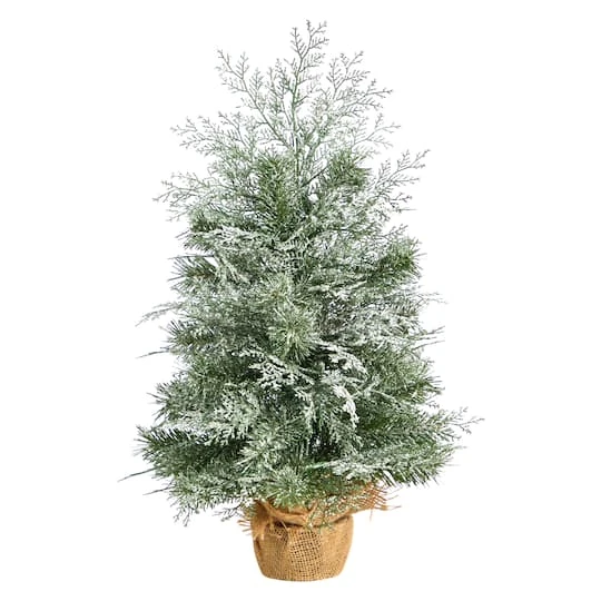 2ft. Pre-Lit Winter Frosted Artificial Christmas Tree In Burlap Base, Warm White LED Lights 6 2ft. Pre-Lit Winter Frosted Artificial Christmas Tree In Burlap Base, Warm White LED Lights - Image 4