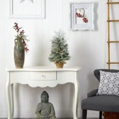 2ft. Pre-Lit Winter Frosted Artificial Christmas Tree In Burlap Base, Warm White LED Lights 16 2ft. Pre-Lit Winter Frosted Artificial Christmas Tree In Burlap Base, Warm White LED Lights -Northlight Shop D478876S 6