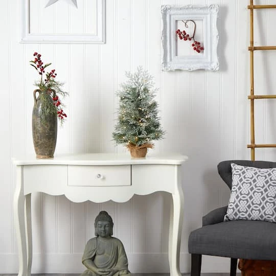 2ft. Pre-Lit Winter Frosted Artificial Christmas Tree In Burlap Base, Warm White LED Lights 9 2ft. Pre-Lit Winter Frosted Artificial Christmas Tree In Burlap Base, Warm White LED Lights - Image 7