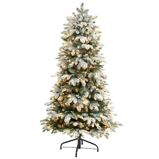 5ft. Pre-Lit Flocked North Carolina Fir Artificial Christmas Tree, Clear Lights 3 5ft. Pre-Lit Flocked North Carolina Fir Artificial Christmas Tree, Clear Lights