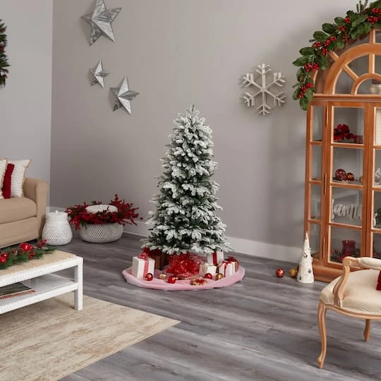 5ft. Pre-Lit Flocked North Carolina Fir Artificial Christmas Tree, Clear Lights 9 5ft. Pre-Lit Flocked North Carolina Fir Artificial Christmas Tree, Clear Lights - Image 7