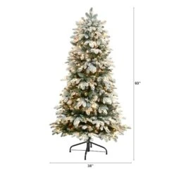 5ft. Pre-Lit Flocked North Carolina Fir Artificial Christmas Tree, Clear Lights 11 5ft. Pre-Lit Flocked North Carolina Fir Artificial Christmas Tree, Clear Lights -Northlight Shop D478884S 2