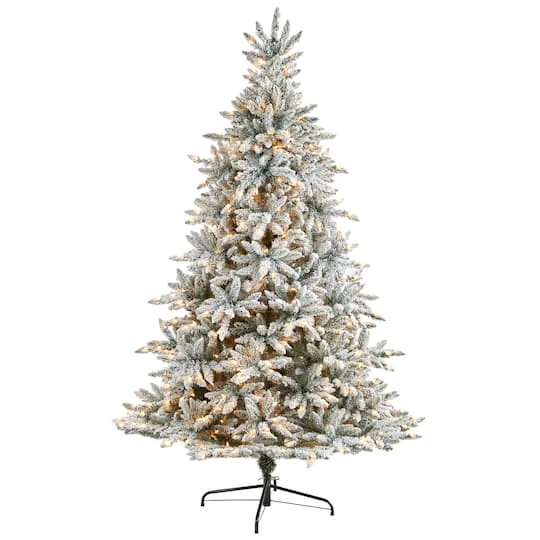 8ft. Pre-Lit Flocked West Virginia Spruce Artificial Christmas Tree, Clear Lights 4 8ft. Pre-Lit Flocked West Virginia Spruce Artificial Christmas Tree, Clear Lights - Image 2