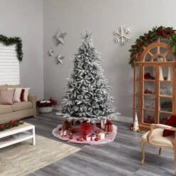 8ft. Pre-Lit Flocked West Virginia Spruce Artificial Christmas Tree, Clear Lights 23 8ft. Pre-Lit Flocked West Virginia Spruce Artificial Christmas Tree, Clear Lights -Northlight Shop D478897S 10