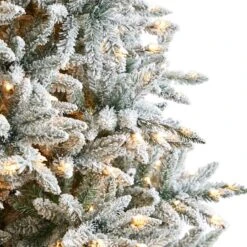 8ft. Pre-Lit Flocked West Virginia Spruce Artificial Christmas Tree, Clear Lights 17 8ft. Pre-Lit Flocked West Virginia Spruce Artificial Christmas Tree, Clear Lights -Northlight Shop D478897S 4