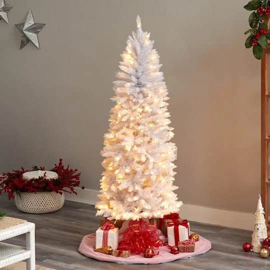 6ft. Pre-Lit White Artificial Christmas Tree, Warm White LED Lights 5 6ft. Pre-Lit White Artificial Christmas Tree, Warm White LED Lights - Image 3