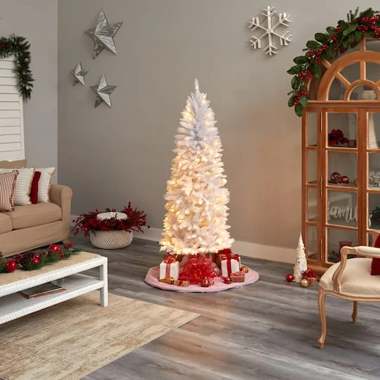 6ft. Pre-Lit White Artificial Christmas Tree, Warm White LED Lights 12 6ft. Pre-Lit White Artificial Christmas Tree, Warm White LED Lights - Image 10