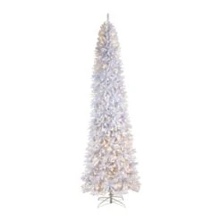 11ft. Pre-Lit Slim White Artificial Christmas Tree, Warm White LED Lights