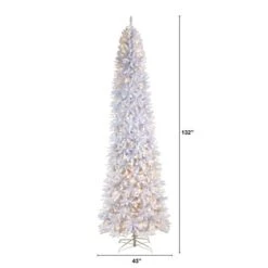 11ft. Pre-Lit Slim White Artificial Christmas Tree, Warm White LED Lights 20 11ft. Pre-Lit Slim White Artificial Christmas Tree, Warm White LED Lights -Northlight Shop D478913S 2
