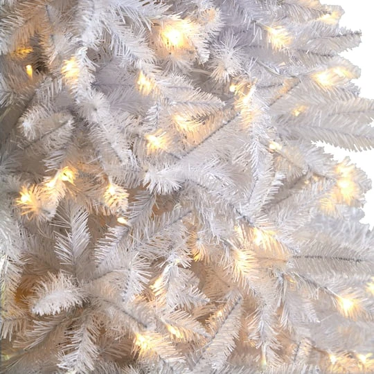 11ft. Pre-Lit Slim White Artificial Christmas Tree, Warm White LED Lights 7 11ft. Pre-Lit Slim White Artificial Christmas Tree, Warm White LED Lights - Image 5