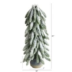 21" Unlit Flocked Artificial Christmas Tree In Decorative Planter -Northlight Shop D478916S 2